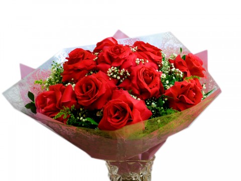 Buquê 12 Rosas Importadas Vermelhas
